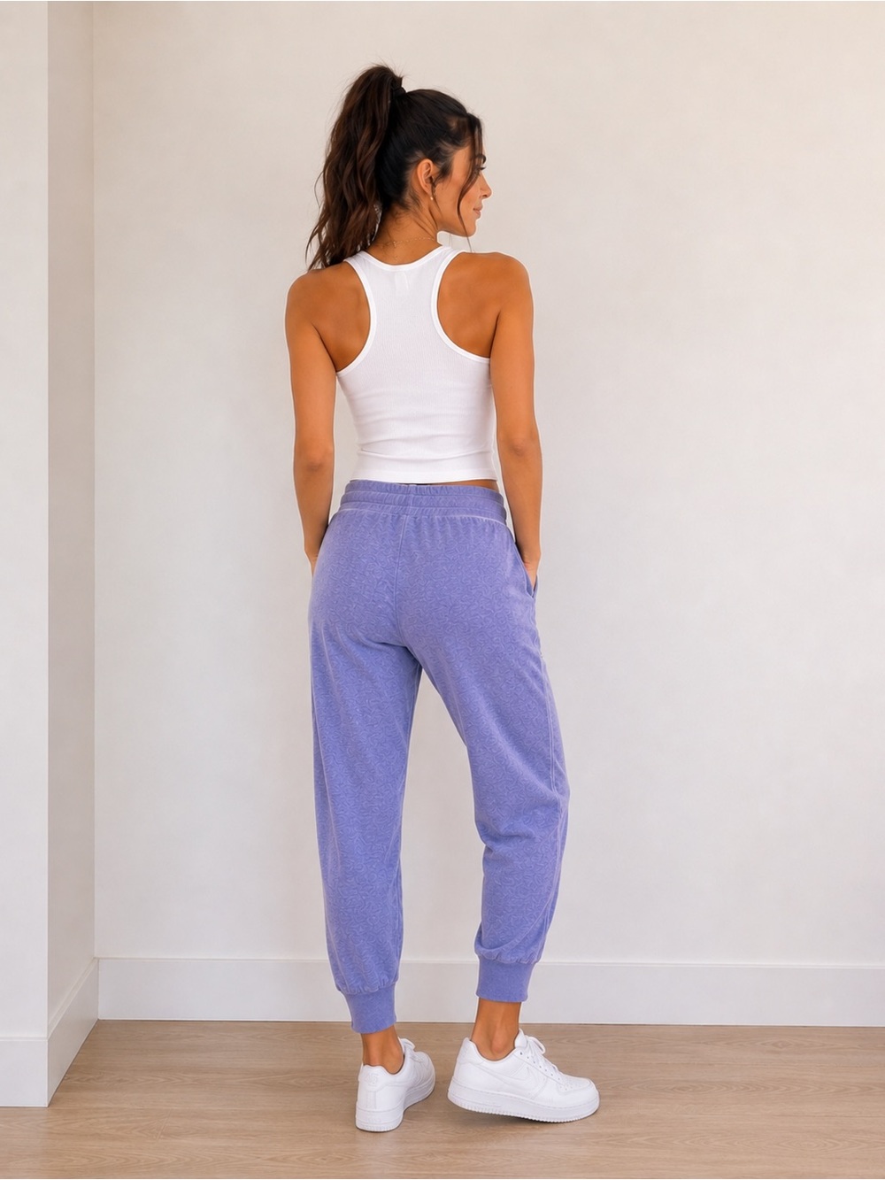 NWT Ambrielle Drawstring Cropped Jogger Sweatpants in Antique Blue Size Small - Picture 5 of 8